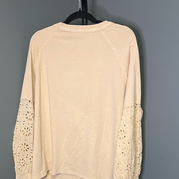 Easel Cream Crochet Detail Long Sleeve Top - Picture 6 of 9